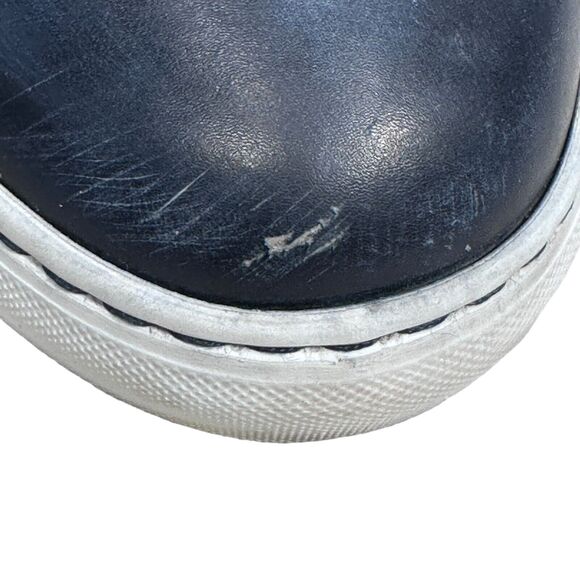 Bontoni Burnished Leather Sneakers Men’s 11.5 Dark Blue Shoes $650 Lace Up - Picture 9 of 10